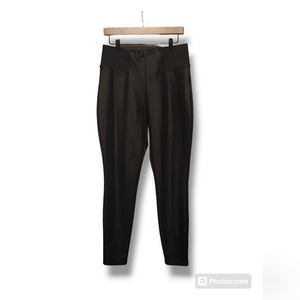 Simply Vera Wang Black Faux Leather High Waist Coated Leggings Stretch Waist Lg